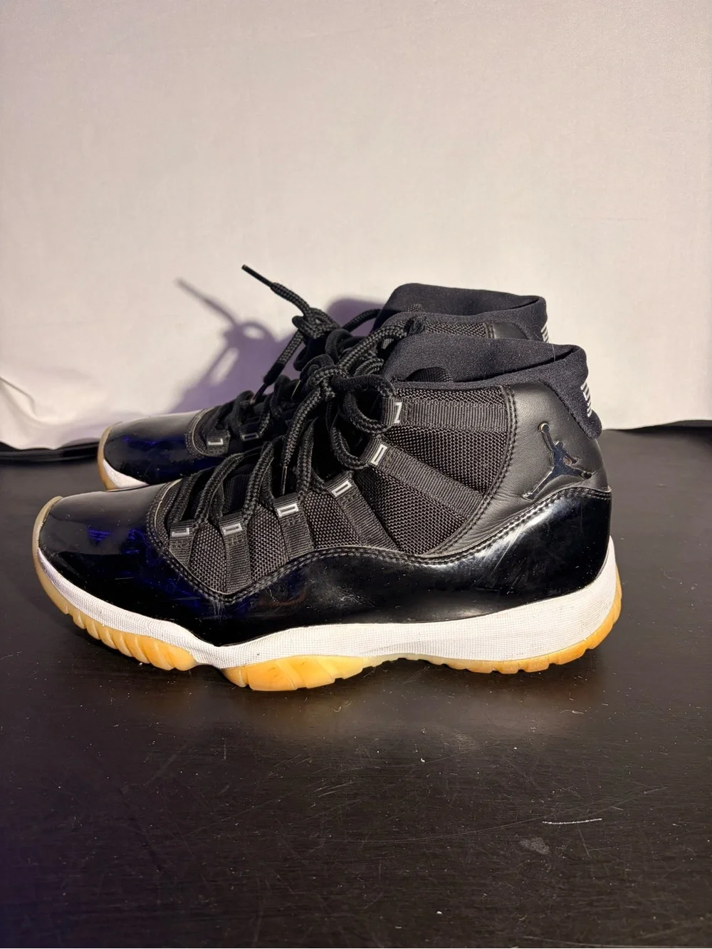 Jordan 5 Black Patent Leather High-Top Sneakers with Gum Sole